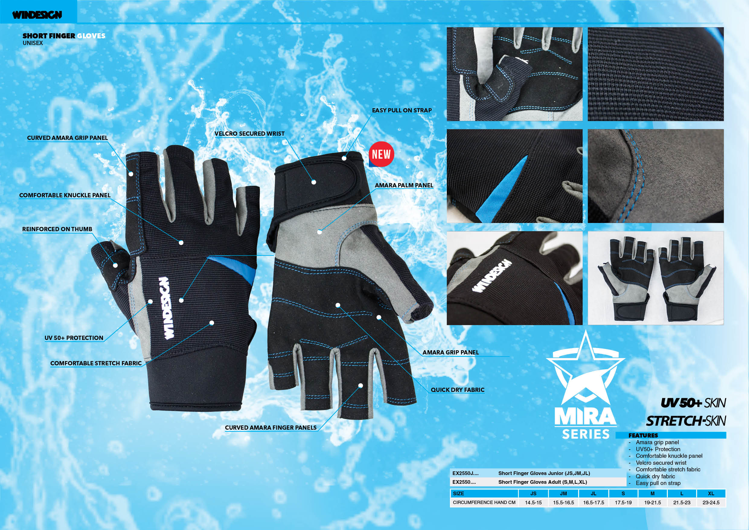 Bezprstové rukavice - Short Finger Gloves Windesign Sailing