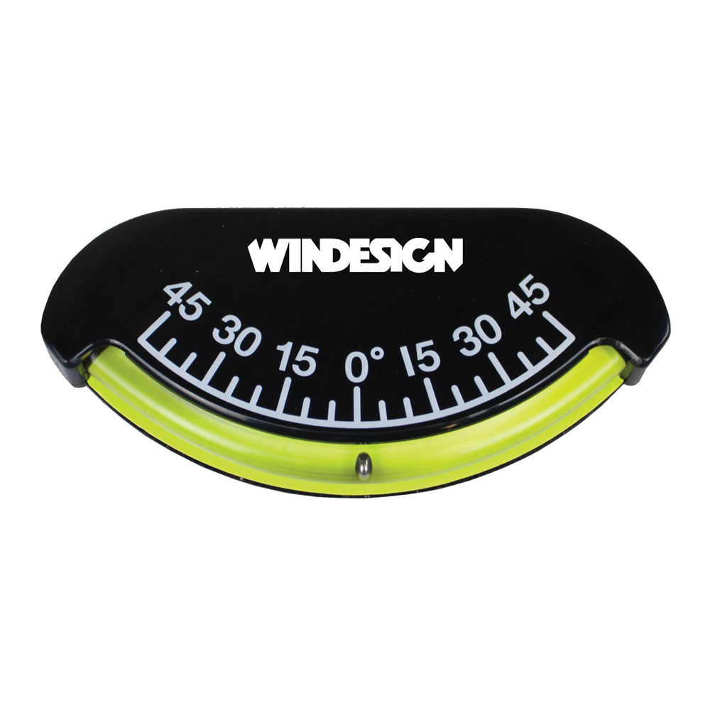 náklonoměr - DESCRIPTION Affordable black plastic clinometer with self-adhesive backing for easy fitting. An accurate bubble gauge shows the boat angle up to 45 degrees.  Size: 90 x 40 mm